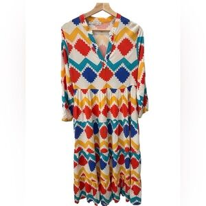 Ashilda Colorful Geometric Boho Maxi Dress Size S